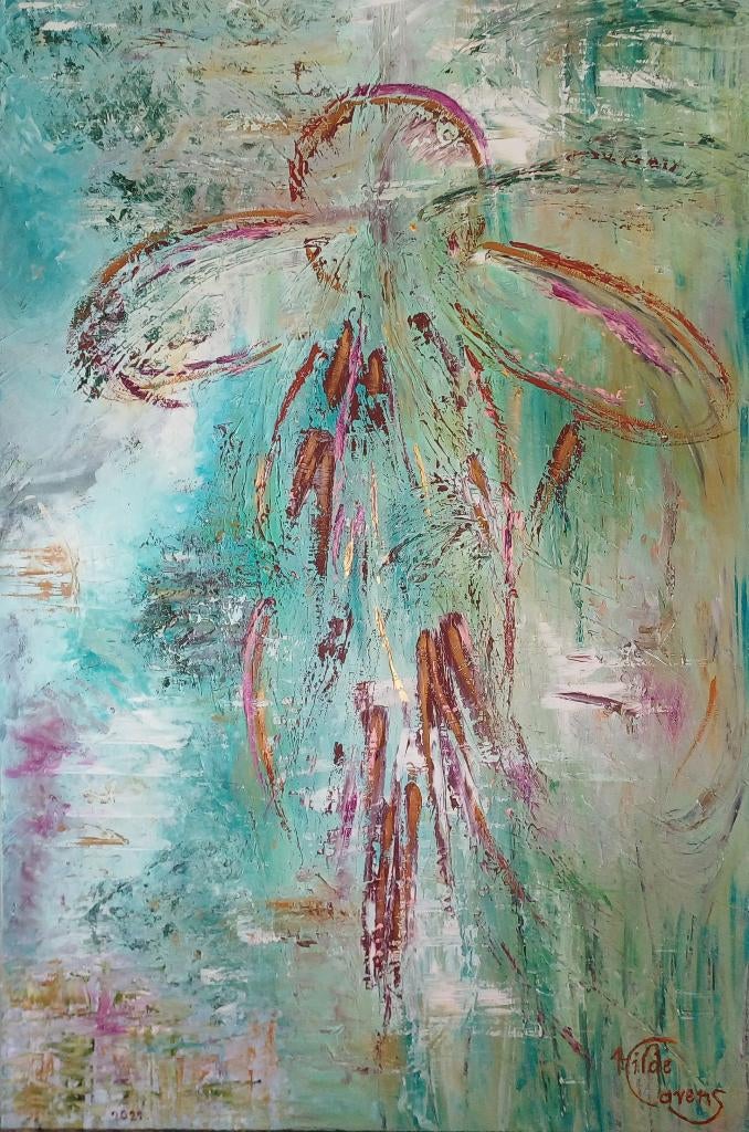 Groot abstract schilderij olieverf paletmes, nieuw., Antiek en Kunst, Kunst | Schilderijen | Abstract, Ophalen