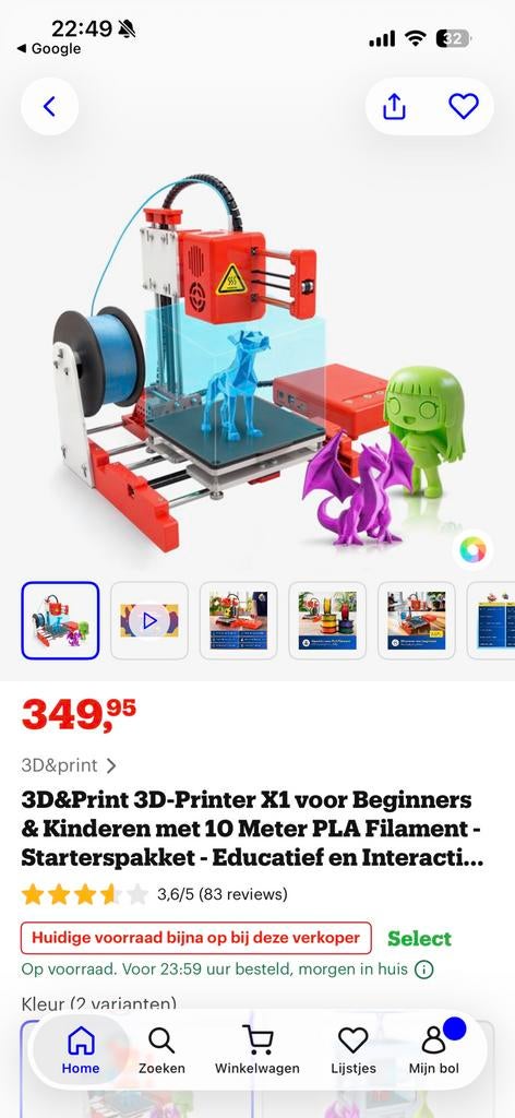Easythreed x1 3D printer als nieuw + 4 rollen PLA extra, Informatique & Logiciels, 3D Imprimantes, Comme neuf, Enlèvement