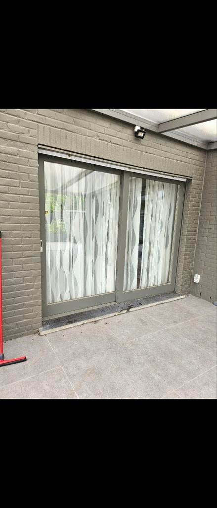 2 châssis avec volets électriques – coulissant bois + porte-, Enlèvement, Bois