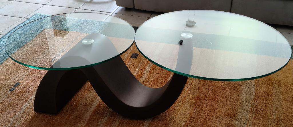 table basse moderne en verre et métal, 100 à 150 cm, Moins de 50 cm, Verre, Enlèvement