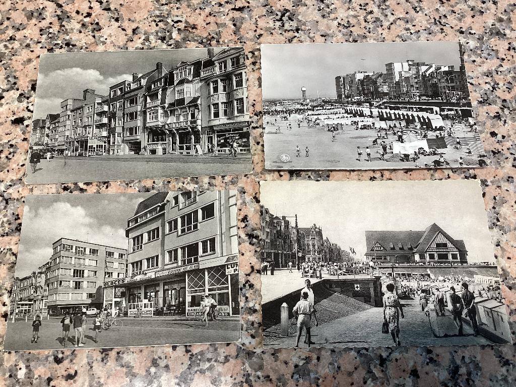 Lot van 4 fotopostkaarten MIDDELKERKE zee kust, Ophalen of Verzenden, 1940 tot 1960, Gelopen, West-Vlaanderen