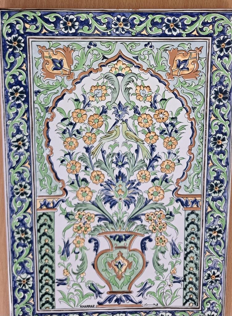 vintage perzisch, oosterse keramiek tegel wand opknoping, Ophalen of Verzenden