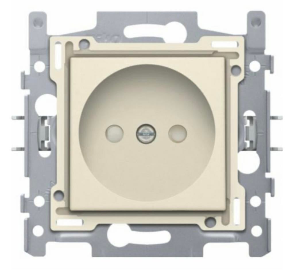 Prise sans terre + securite enfants cream - 100-66500, Bricolage & Construction, Électricité & Câbles, Enlèvement ou Envoi, Neuf