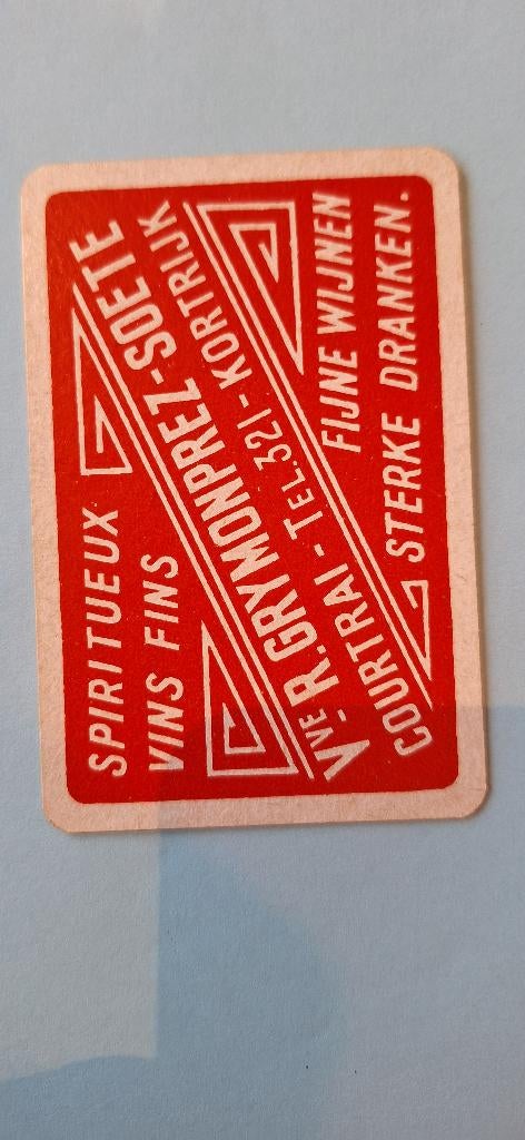 Speelkaart Kortrijk_Grymonpre Soete_rood_239, Collections, Enlèvement ou Envoi, Utilisé, Carte(s) à jouer