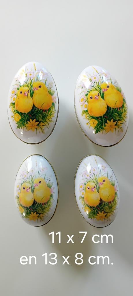 4 Brocante blikken paaseieren, Antiek en Kunst, Ophalen