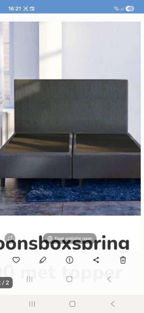 Nieuwe boxspring nog in verpakking., Huis en Inrichting, Slaapkamer | Boxsprings, Ophalen, Grijs, 180 cm, 200 cm