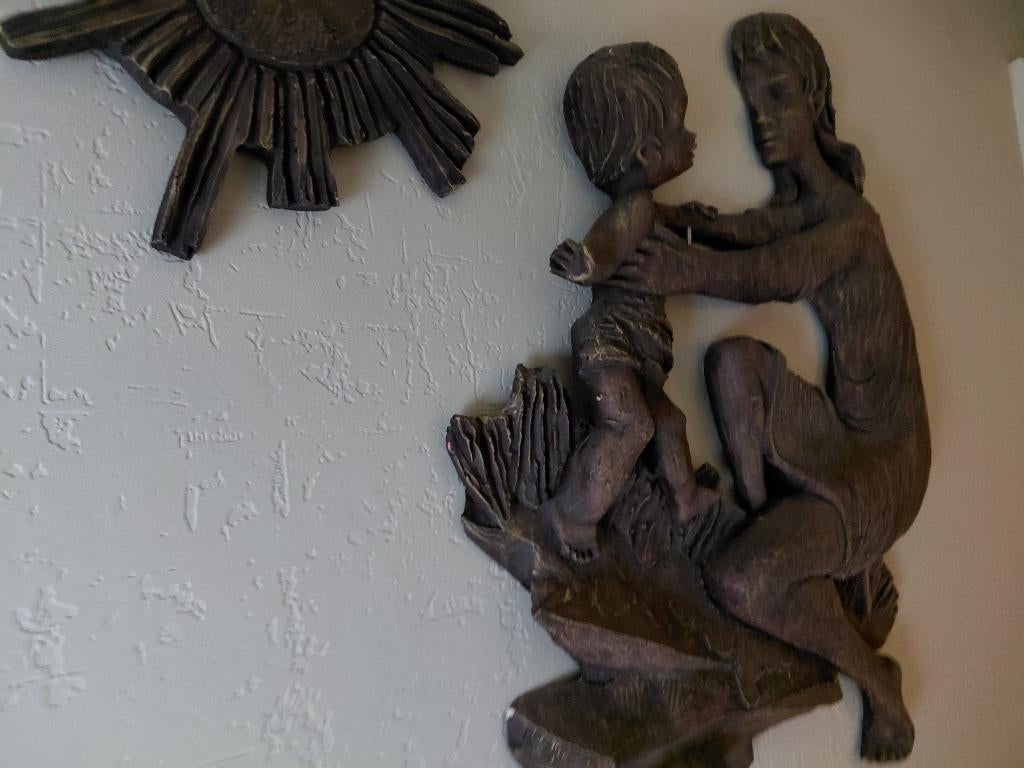 WANDDECORATIE MOEDER-KIND-ZON, Ophalen, Vintage, Zo goed als nieuw, Bruin