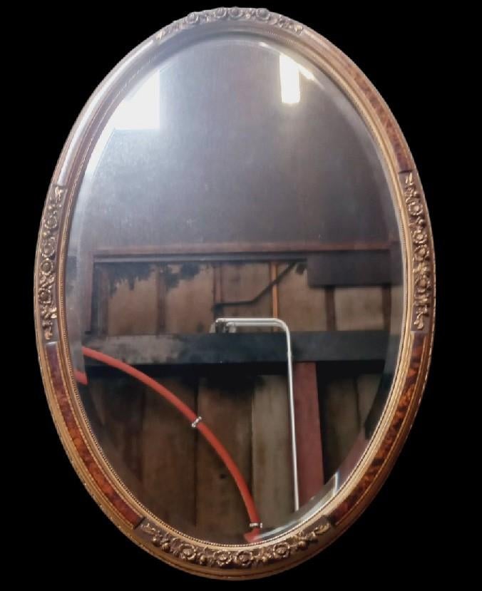 XXL grote ovale spiegel met bloemmotief., Enlèvement