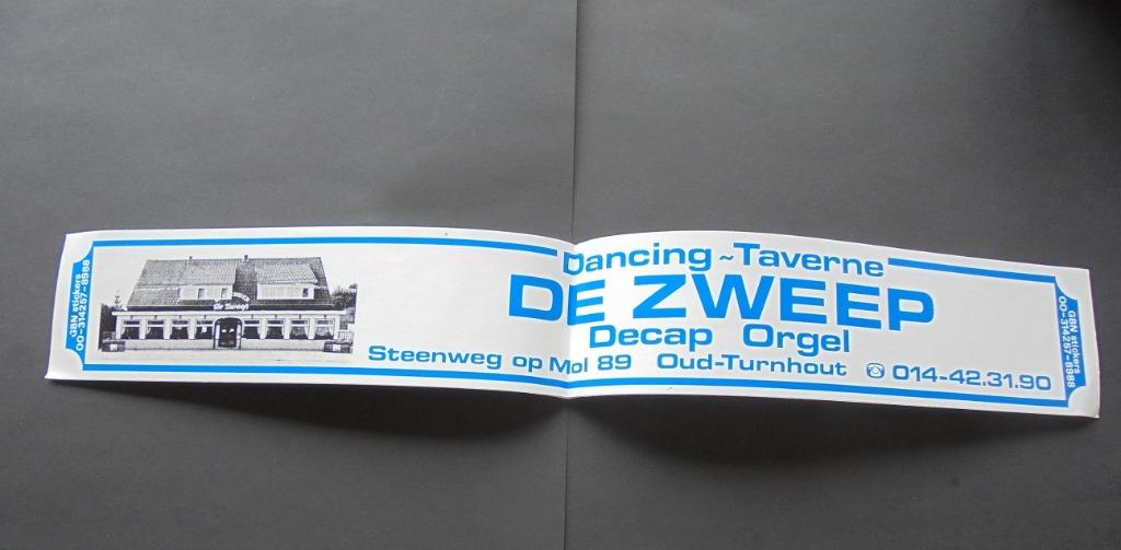 Sticker Dancing Taverne De Zweep Decap Orgel Oud-Turnhout, Ophalen of Verzenden, Nieuw, Bedrijf of Vereniging