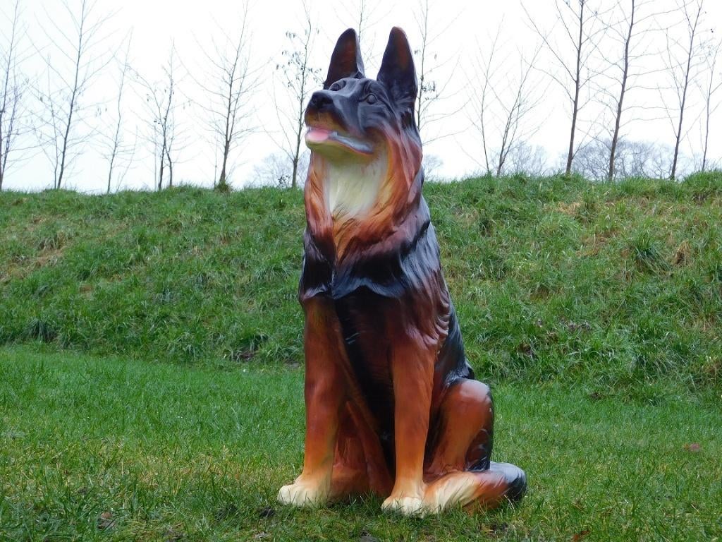 Statue de chien de berger XL - 85 cm - Polystone, Jardin & Terrasse, Statues de jardin, Animal, Synthétique, Enlèvement ou Envoi