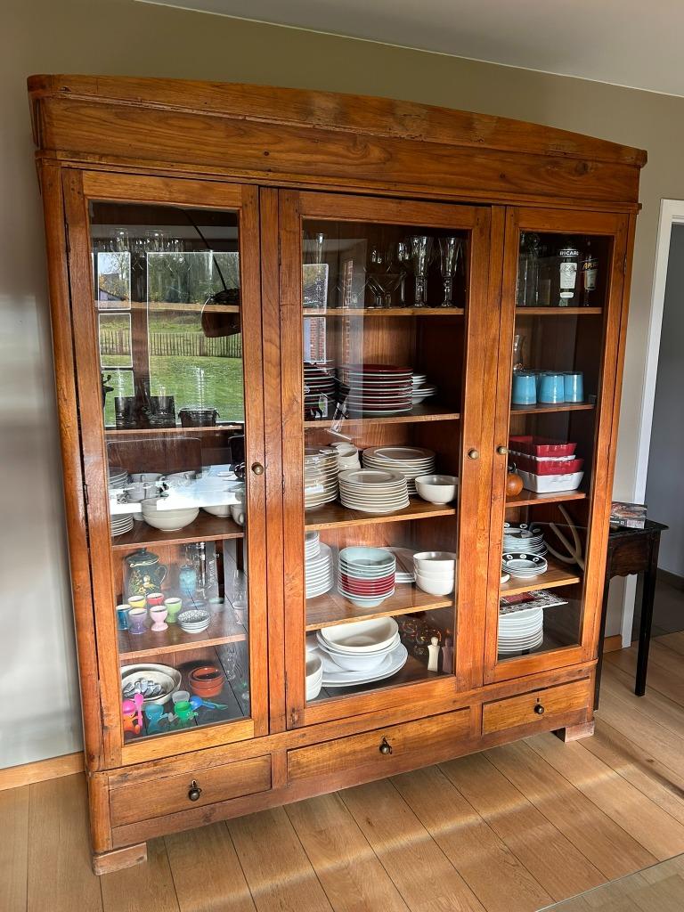 vaisselier ancien en teck massif - antiquité, Teck, 25 à 50 cm, Avec tablette(s), 150 à 200 cm