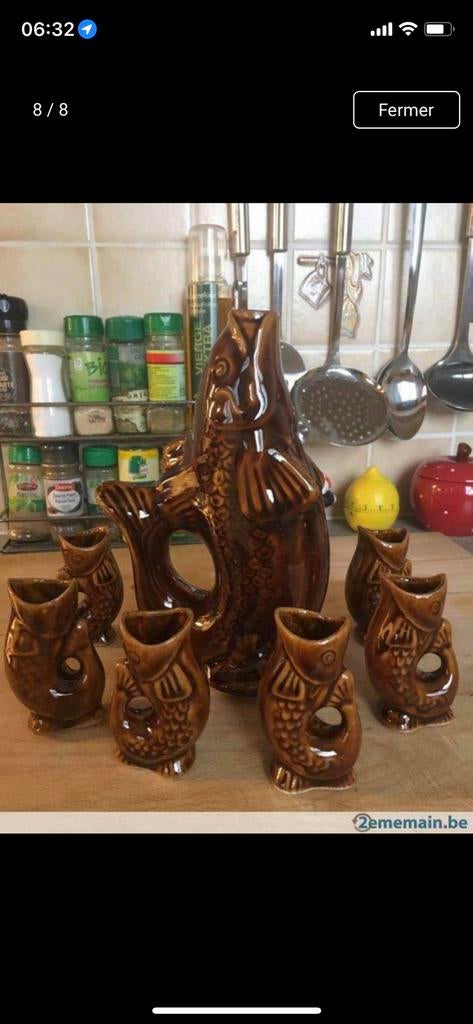 Ancien service année 50 forme poisson excellent état