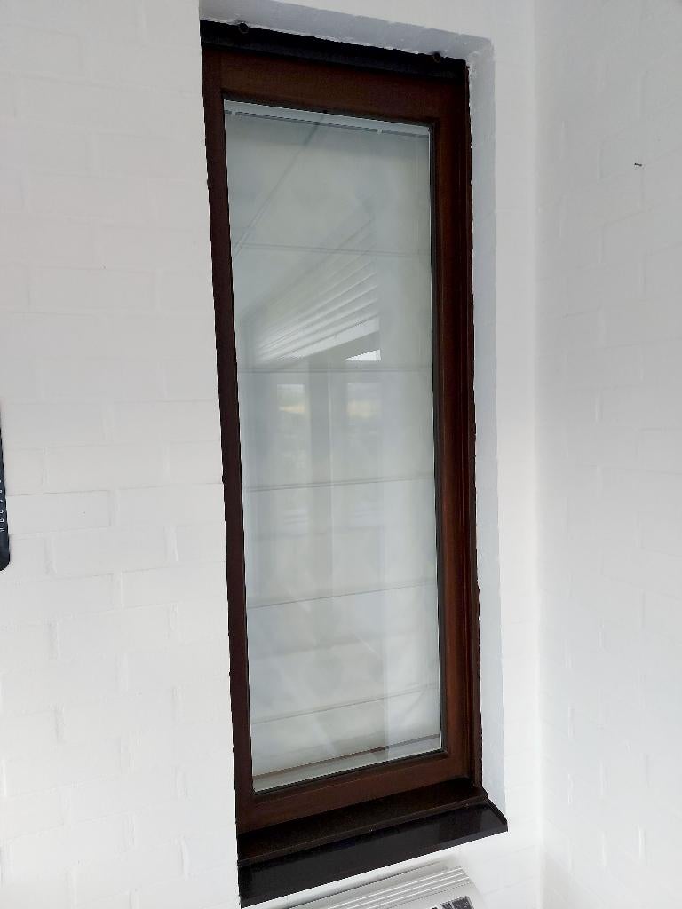 Vaste ramen in merbau hout + rolluik, Ophalen, Gevelraam of Ruit, Minder dan 80 cm, 160 cm of meer