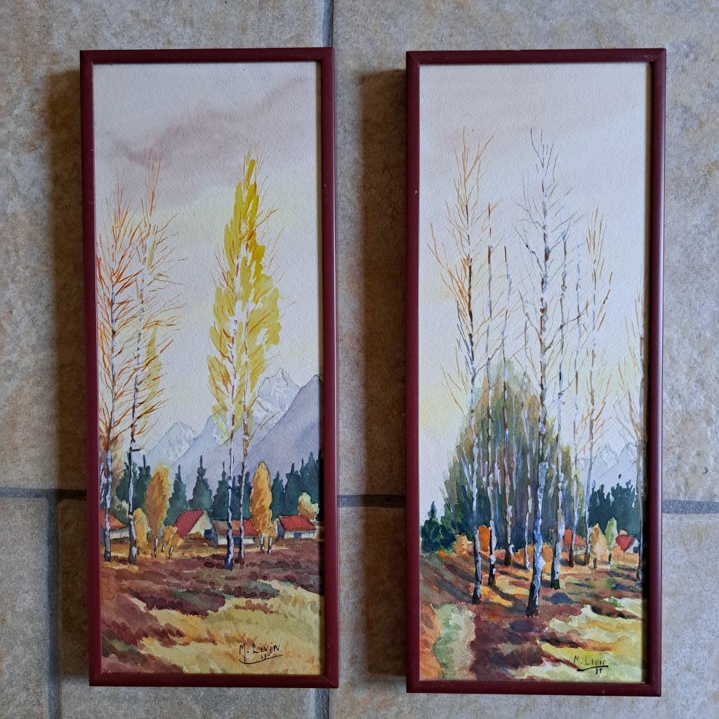 Deux aquarelles paysage avec cadre, Antiquités & Art, Art | Peinture | Classique, Enlèvement