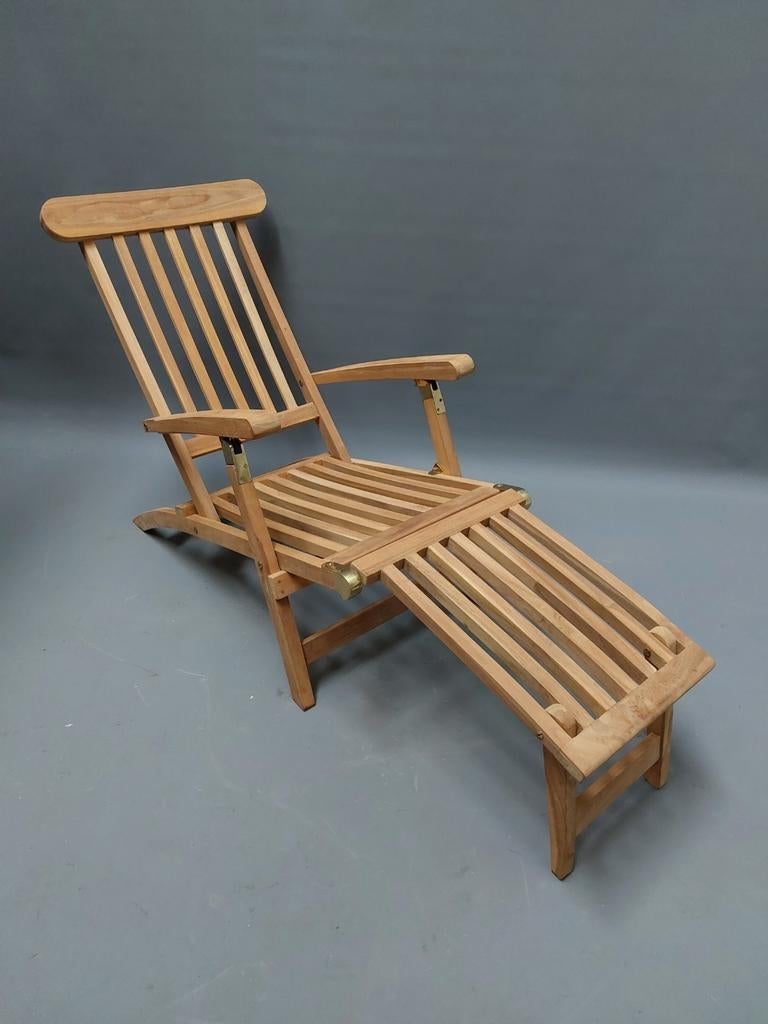 NOUVEAU Deckchair, Transat Pliable en Teck., Enlèvement, Neuf, Pliant