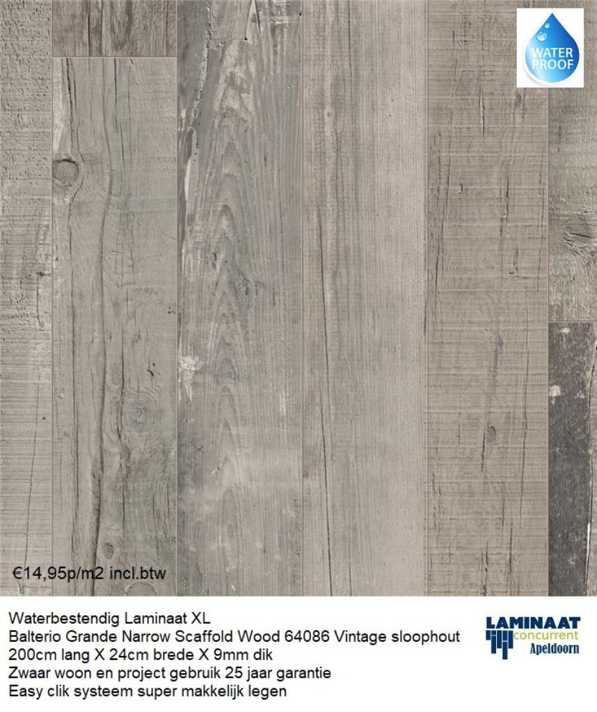 Waterbestendig Laminaat Scanfold Eik Natuur 9mm dik €14,95m2, Waterbestendig laminaat vintage sloophout 9mm dik, 75 m² of meer