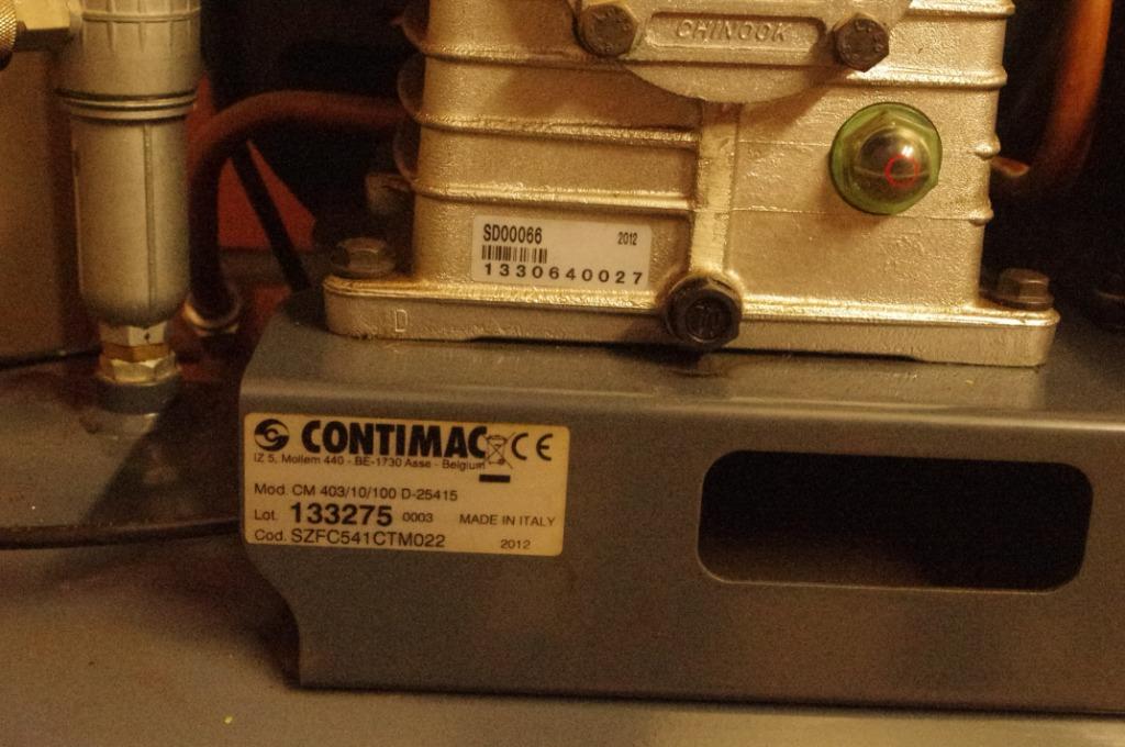 Compressor Contimac 2 cilinder tank 100 liter, 100 liter of meer, Ophalen, Zo goed als nieuw, 6 tot 10 bar