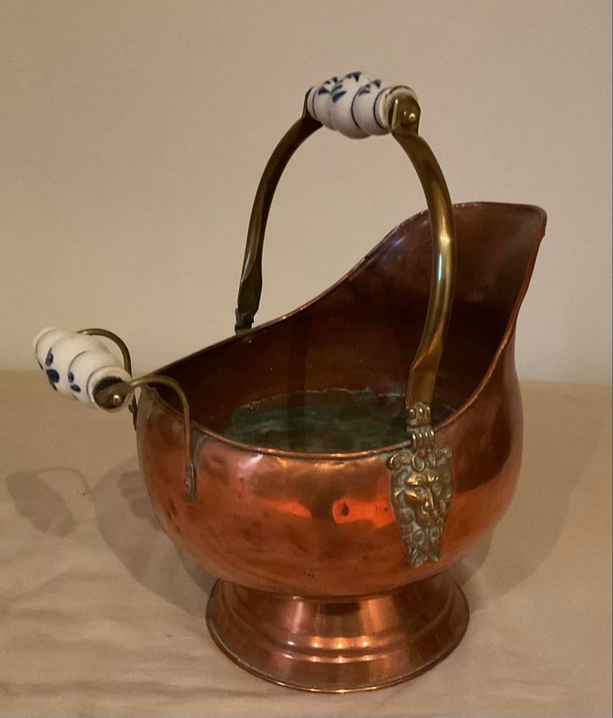 Ancien seau à charbon, Antiek en Kunst, Ophalen, Koper