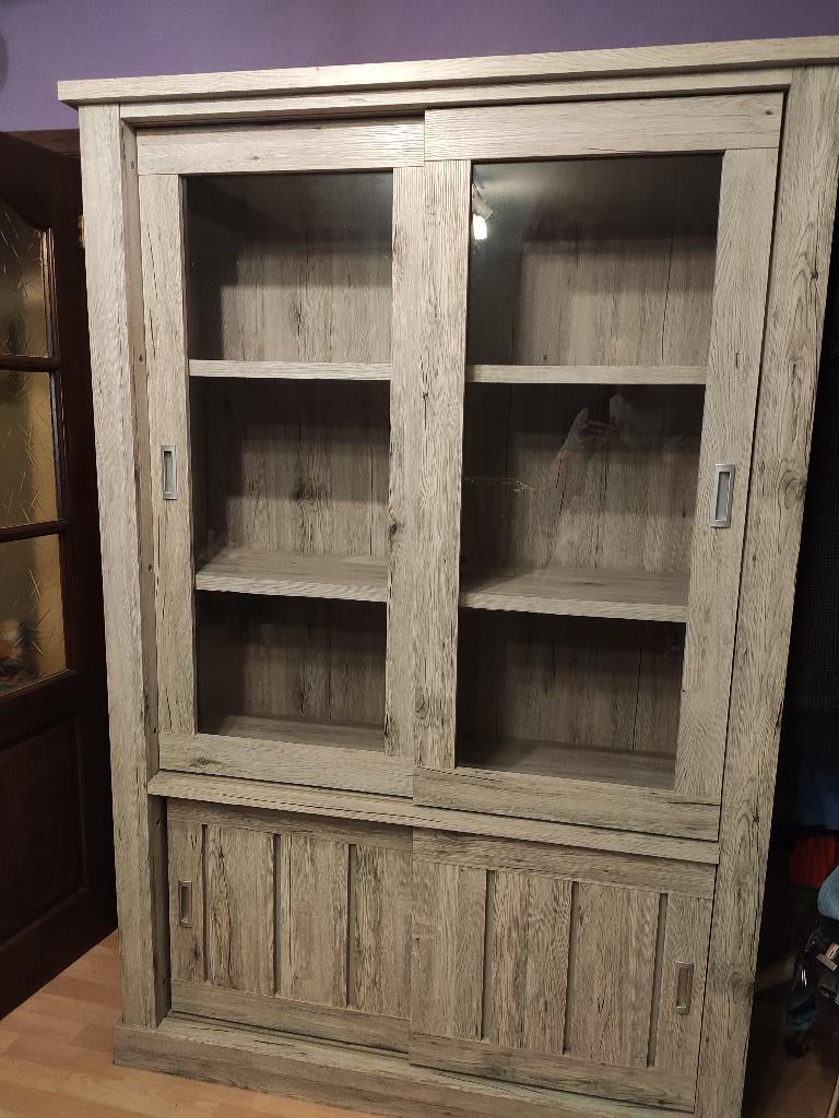 Salle à manger (table + vitrine + dressoir + 3 chaises), Maison & Meubles, Enlèvement, Utilisé, Moins de 4 chaises