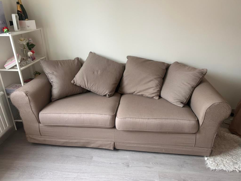 Beige 3 zit, Enlèvement, Utilisé, Tissus, Trois personnes