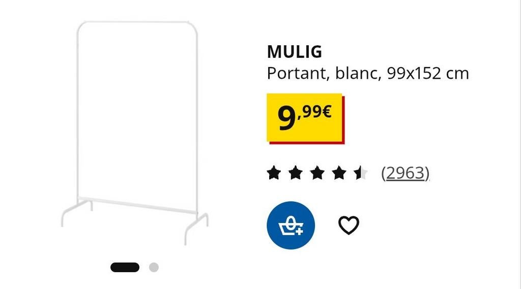 Porte manteau MULIG Ikea, Maison & Meubles, Comme neuf, Métal, Portemanteau sur pied, 150 à 200 cm