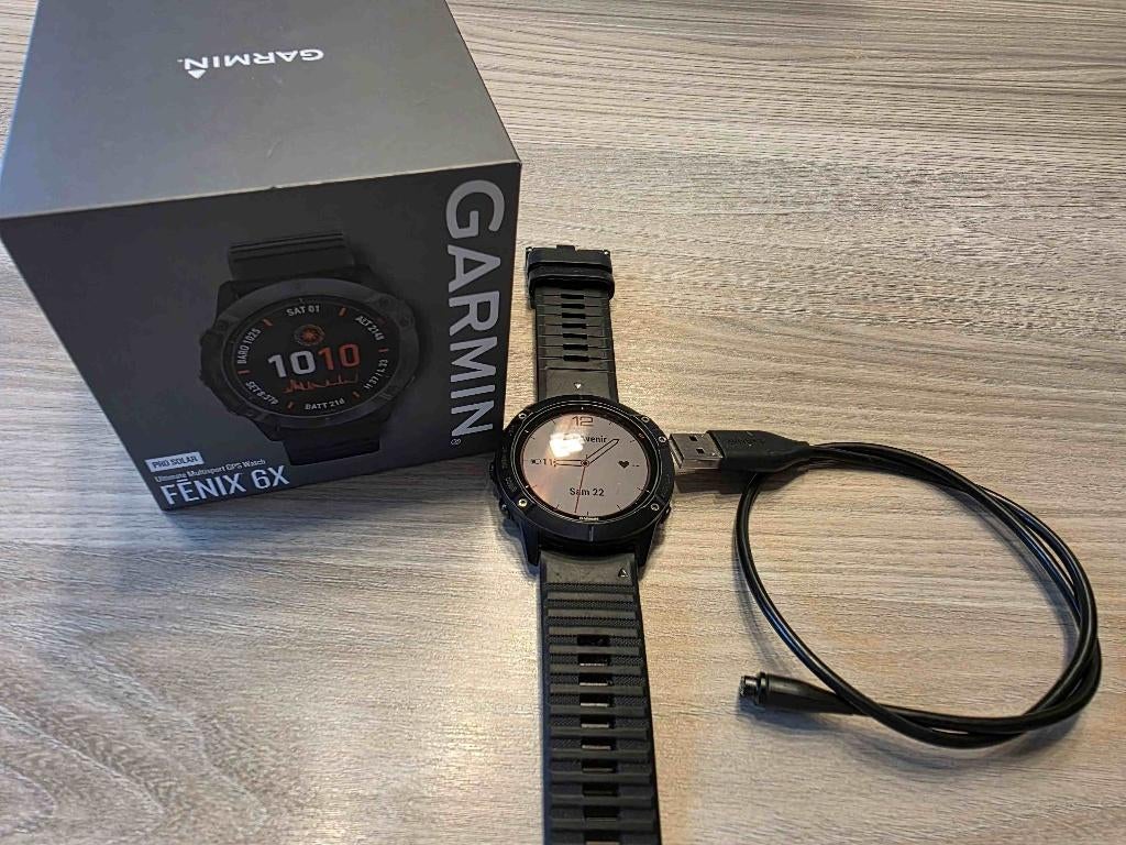 GARMIN FENIX 6X PRO SOLAR horloge, Handtassen en Accessoires, Sporthorloges, GARMIN, GPS, Zwart, Ophalen of Verzenden