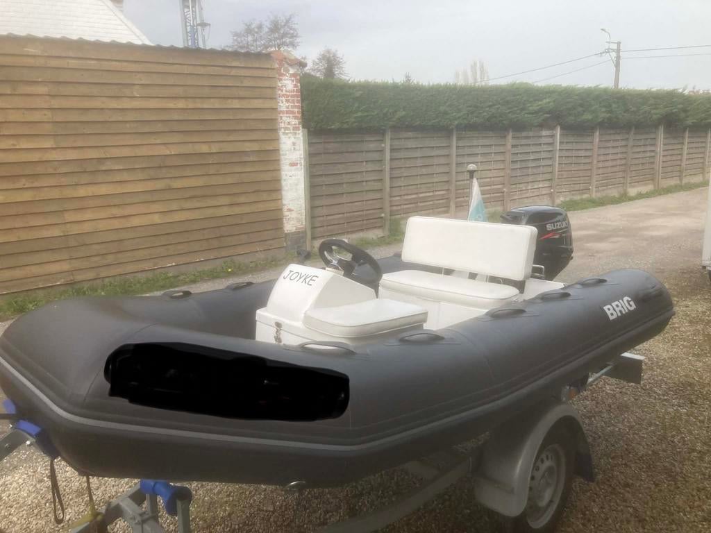 BRIG rubberboot met aanhangwagen / trailer, Watersport en Boten, Ophalen, Zo goed als nieuw, Benzine, Minder dan 70 pk