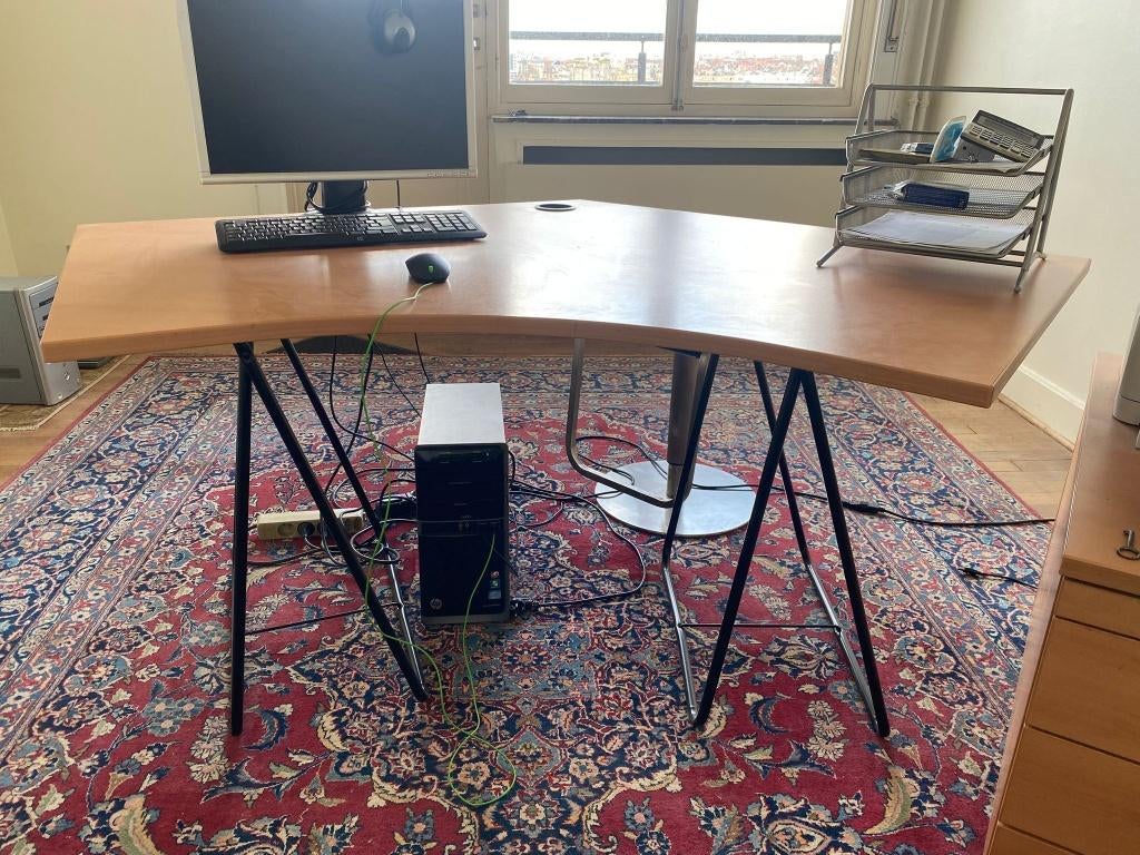 Bureau + + 2 boxes + chaise, Enlèvement, Utilisé, Beige, Bois