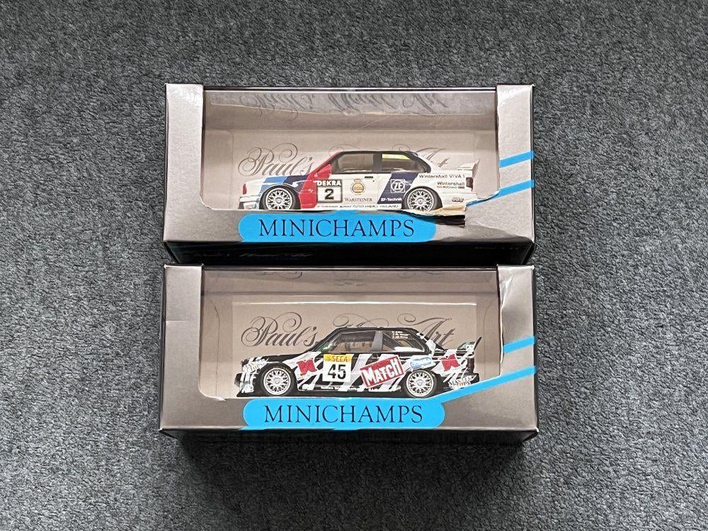 2x BMW E30 M3: DTM 1990 #2 + 24h Spa Francorchamps 1994 #45, Hobby & Loisirs créatifs, Voitures miniatures | 1:43, Enlèvement ou Envoi