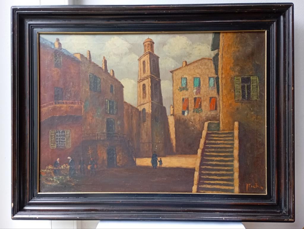 Origineel vintage olieverfschilderij op doek, Ophalen of Verzenden