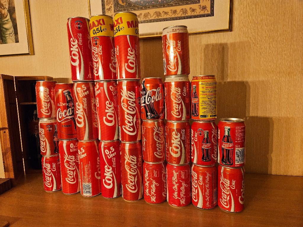 Collectie lege Coca-Cola blikjes jaren '90, Verzamelen, Ophalen, Zo goed als nieuw