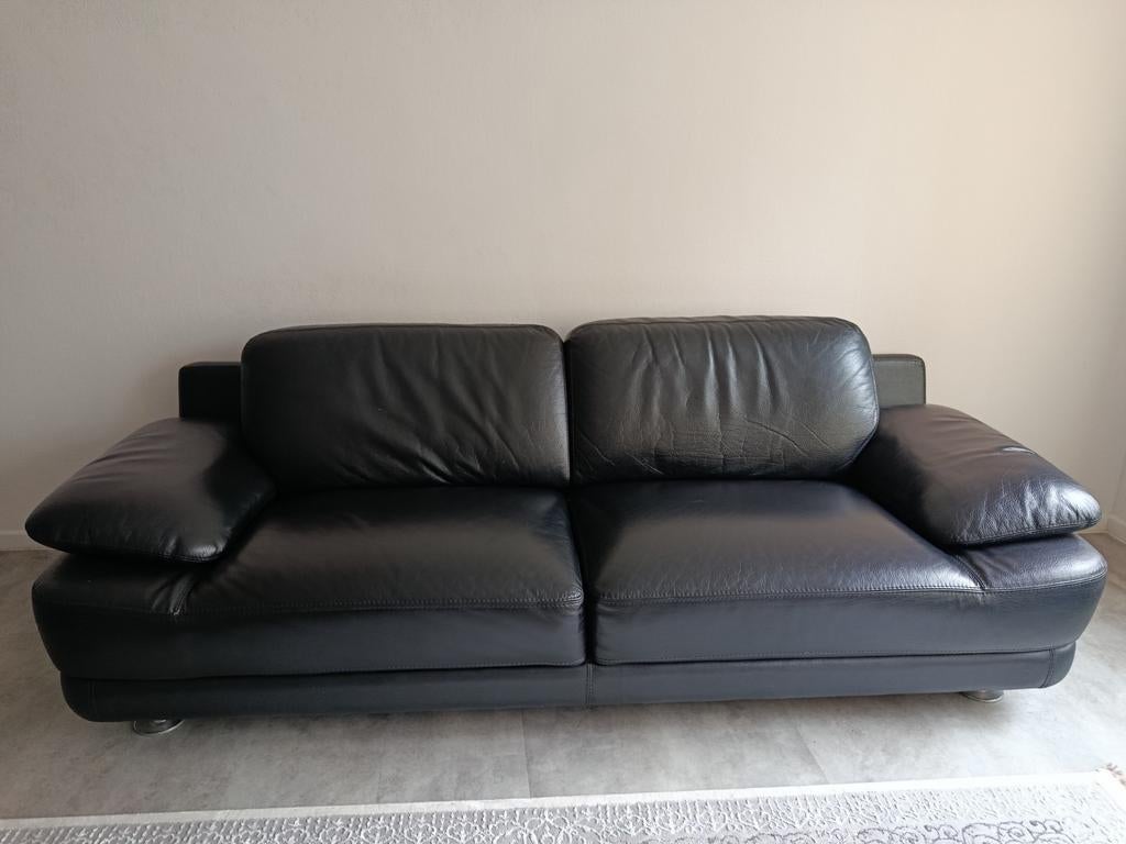 Zwarte lederen zetel – goede staat, Ophalen