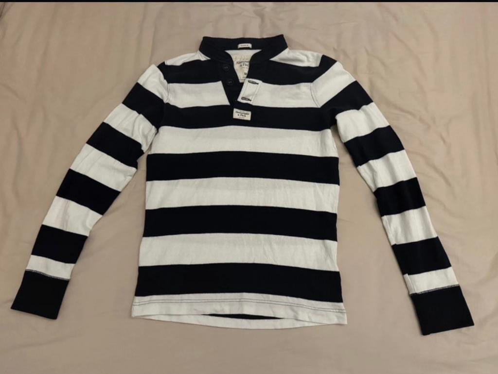 Abercrombie poloshirt met Mao-kraag - Maat M, Ophalen of Verzenden, Zo goed als nieuw, Maat 48/50 (M), Blauw