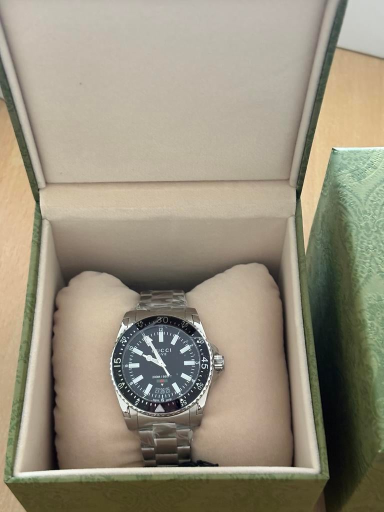 Nieuwe Gucci YA136301A-40mm klok met papieren doos, Overige merken, Staal, Staal, Polshorloge