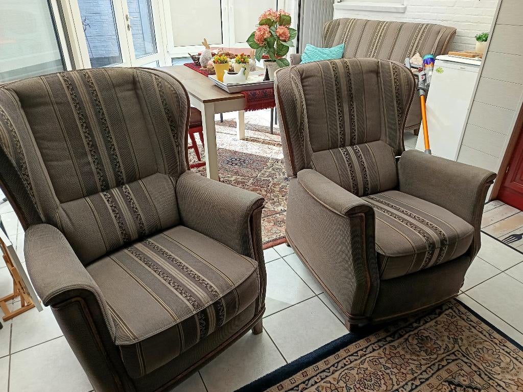 2 zetels / fauteuils, Huis en Inrichting, Fauteuils, Ophalen, Gebruikt, Klassiek, Stof