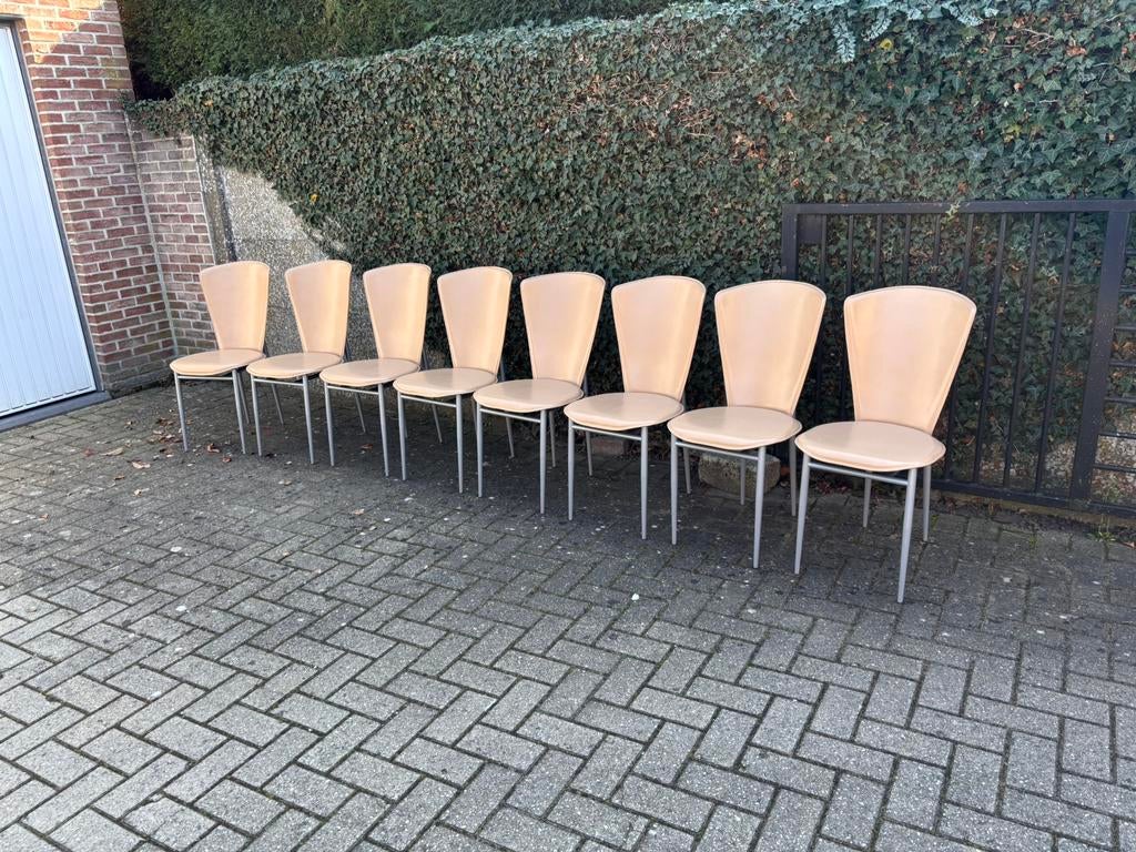 💚🤍❤️ Italiaanse vintage design stoelen, Enlèvement, Comme neuf, Blanc, Cuir