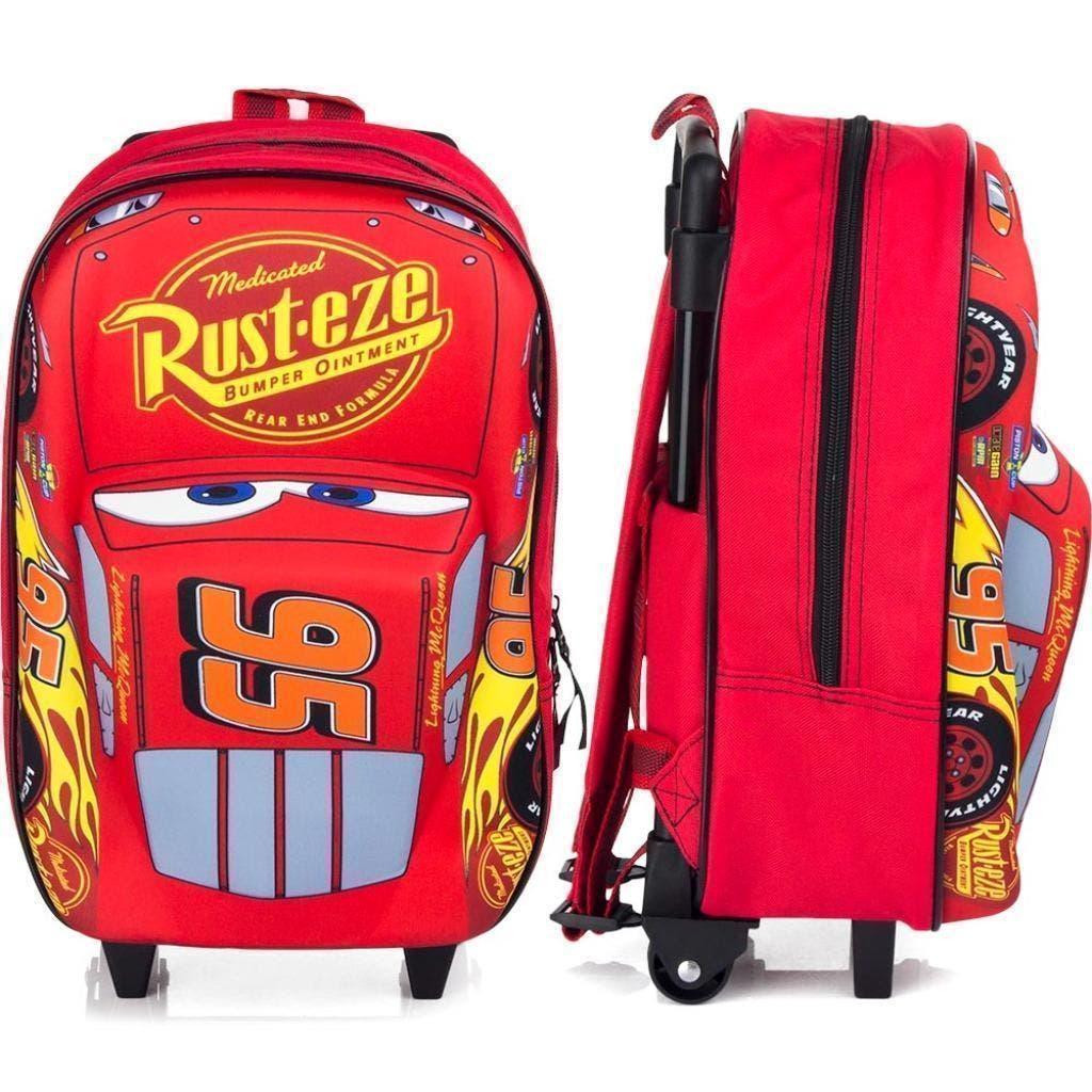 Disney Cars 3D Trolley Rugzak - Lightning McQueen - Rood, Wieltjes, Minder dan 40 cm, Nieuw, Rood