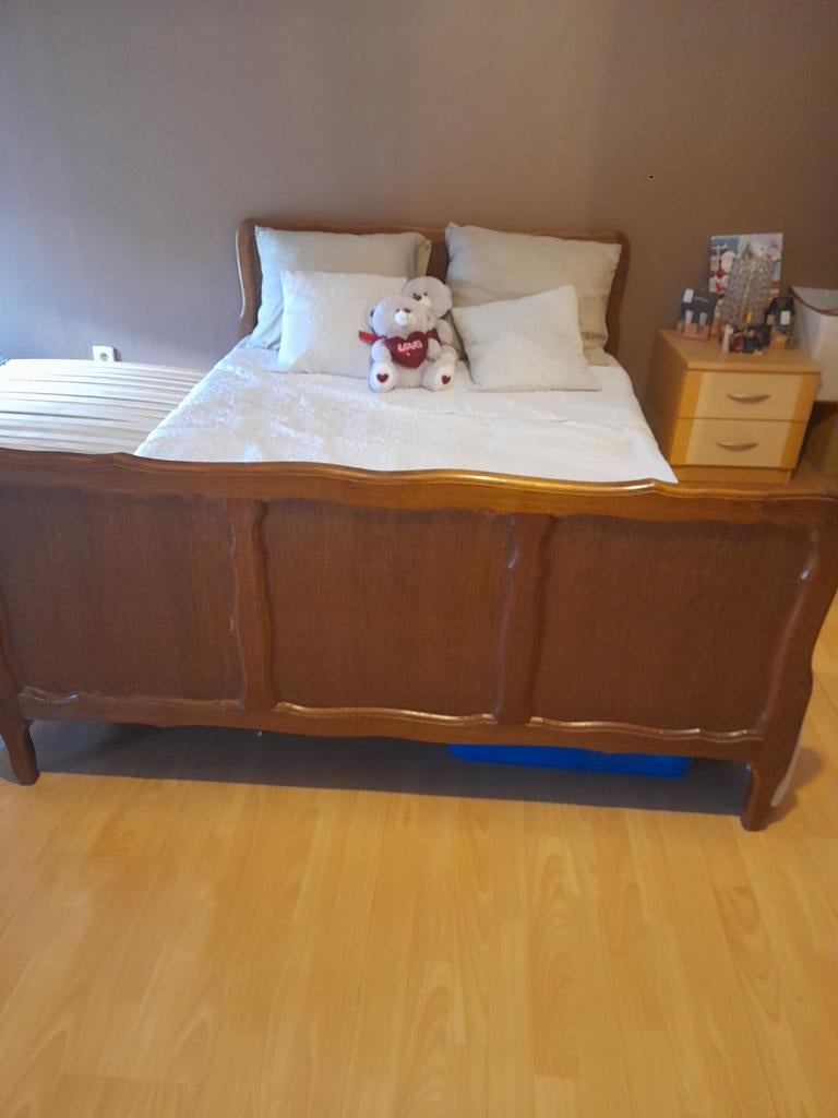 Lit 2 personnes, Maison & Meubles, 140 cm, Brun, Enlèvement, Utilisé