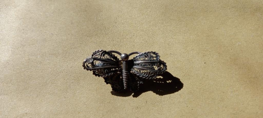 Broche papillon, Enlèvement ou Envoi, Avec cristal, Autres matériaux, Argent
