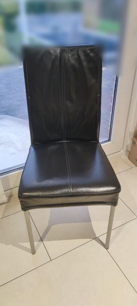 Echte Leren Stoelen 4 stukken beschikbaar, Ophalen, Gebruikt, Zwart, Leer