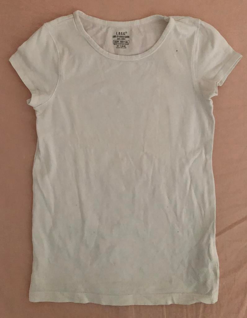 wit t-shirt H&M 122 128, Gebruikt, Meisje, H&M, Ophalen of Verzenden
