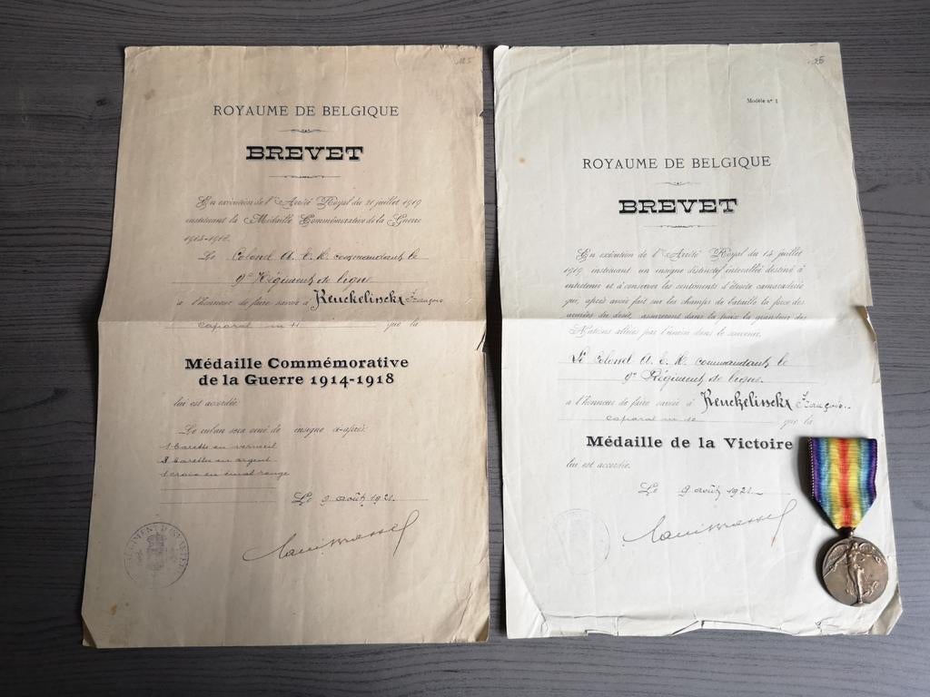 brevets et médaille Caporal 9th Line Regiment 1914-1918, Collections, Objets militaires | Seconde Guerre mondiale, Enlèvement ou Envoi