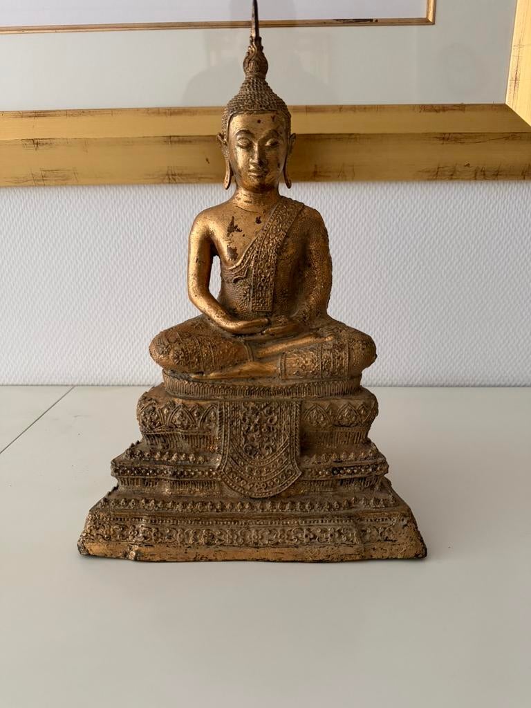 Antiek beeld boeddha, Antiek en Kunst, Antiek | Brons en Koper, Ophalen of Verzenden, Brons
