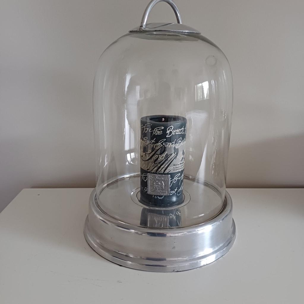 Rivièra Maison kaars in stolp, Ophalen, 25 tot 50 cm, Zo goed als nieuw, Crème