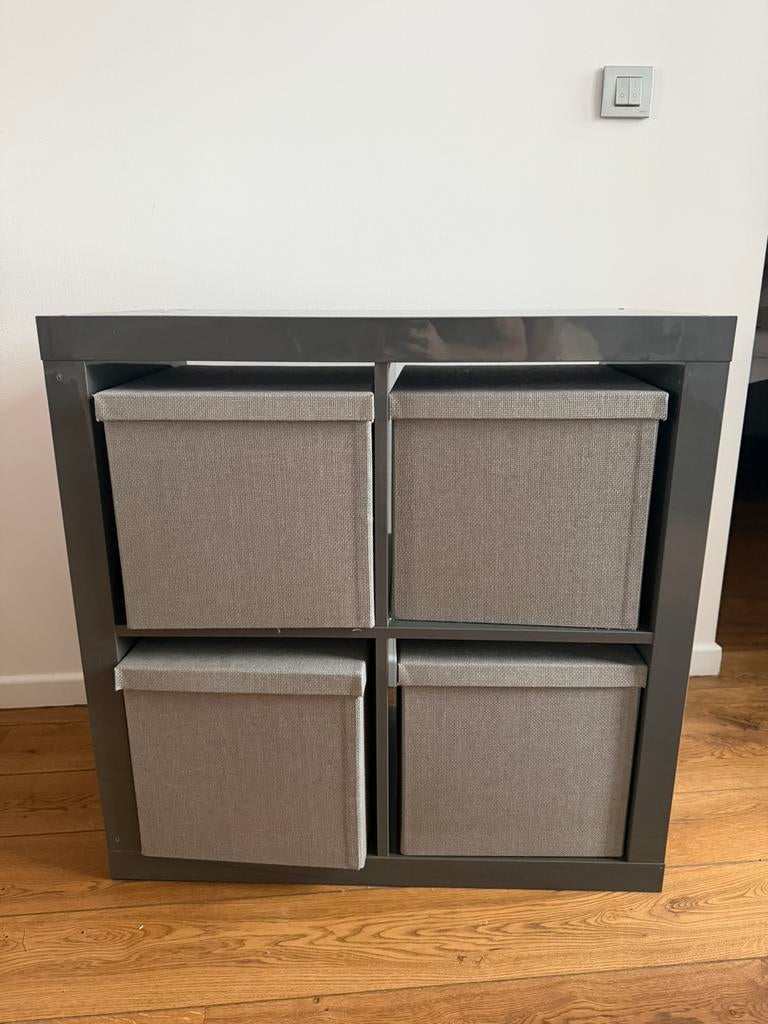 IKEA KALLAX + boites de rangement, Maison & Meubles, Enlèvement, Utilisé