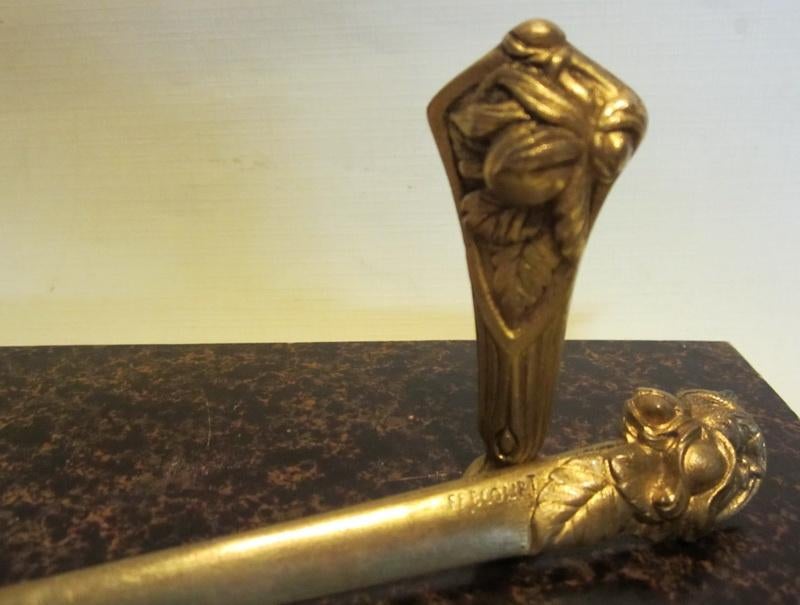 Set Art nouveau, tampon, ouvre-lettres, bronze, Frécourt, Antiquités & Art, Antiquités | Bureau & Affaires, Envoi