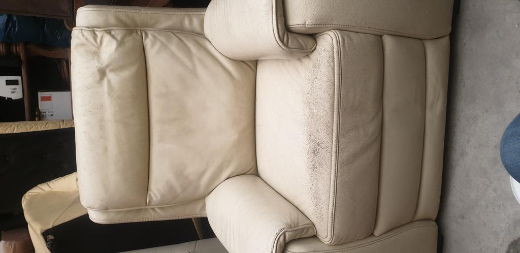 Salon en cuir blanc 2+1+1, Maison & Meubles, Canapés | Salons, Utilisé, Banc droit, Quatre personnes ou plus, Cuir