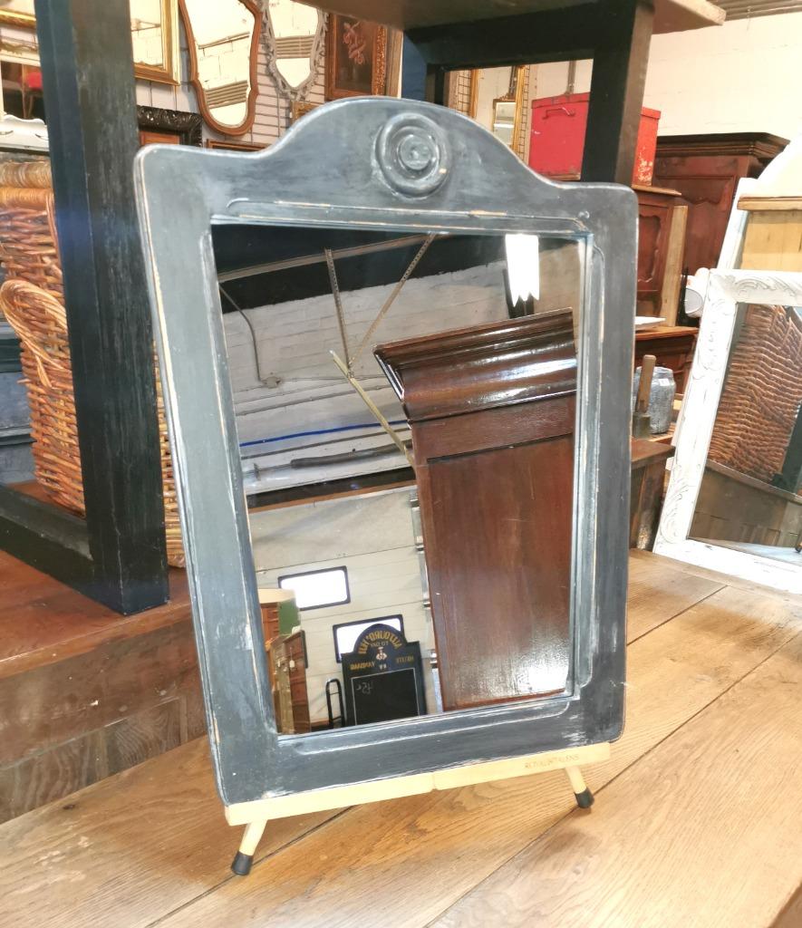 oude brocante eiken spiegel zwart gepatineerd H 63 B 49, Ophalen of Verzenden, Minder dan 50 cm, Minder dan 100 cm