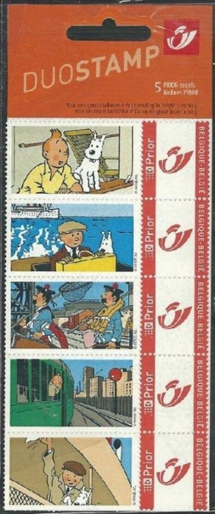 duostamps sous blister : Tintin Vacances, Timbres & Monnaies, Timbres | Europe | Belgique, Enlèvement ou Envoi