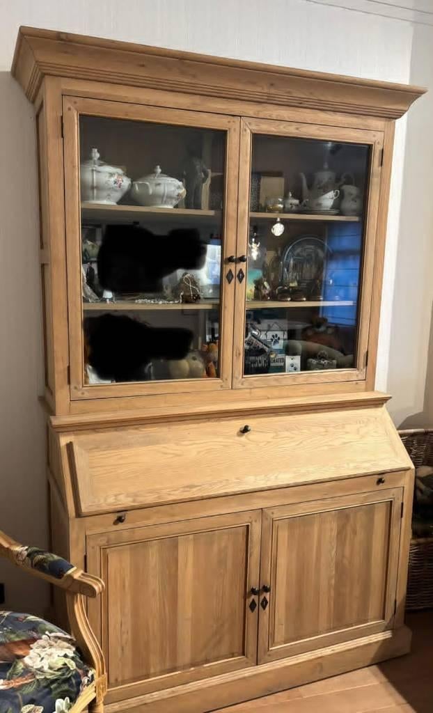 Secretair, vitrine kastin volle eik, Maison & Meubles, Armoires | Secrétaires, Comme neuf, Enlèvement